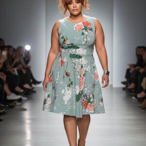 Size 26 Mint Green‎ Floral fit to flare summer dress
